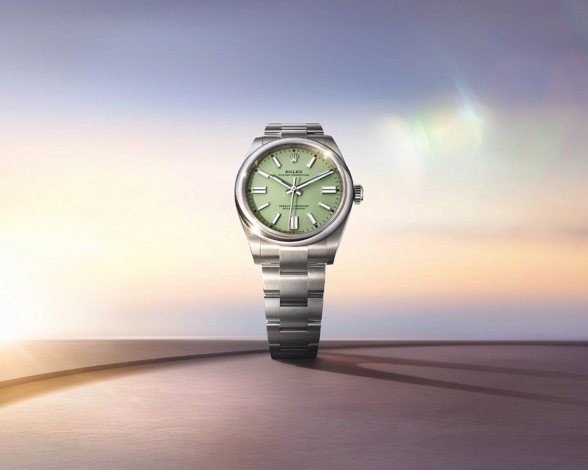 Rolex Oyster Perpetual 41 pistacjowy – elegancja z charakterem
